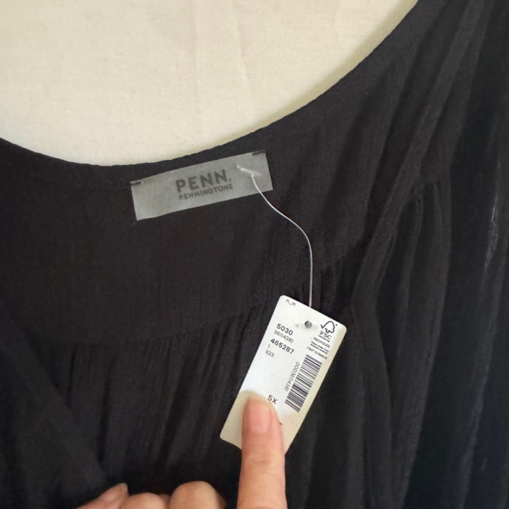 PENN Penningtons Womens Black Sundress Midi Spaghetti Strap Crepe Size 5X - Picture 2 of 9